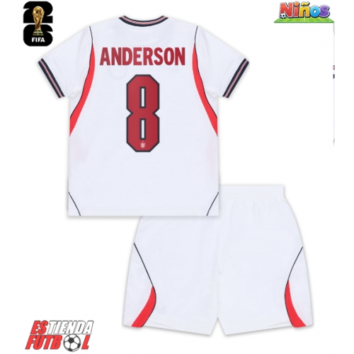 Inglaterra Elliot Anderson #8 Primera Equipación Niños Mundial 2026 Manga Corta (+ Pantalones cortos)
